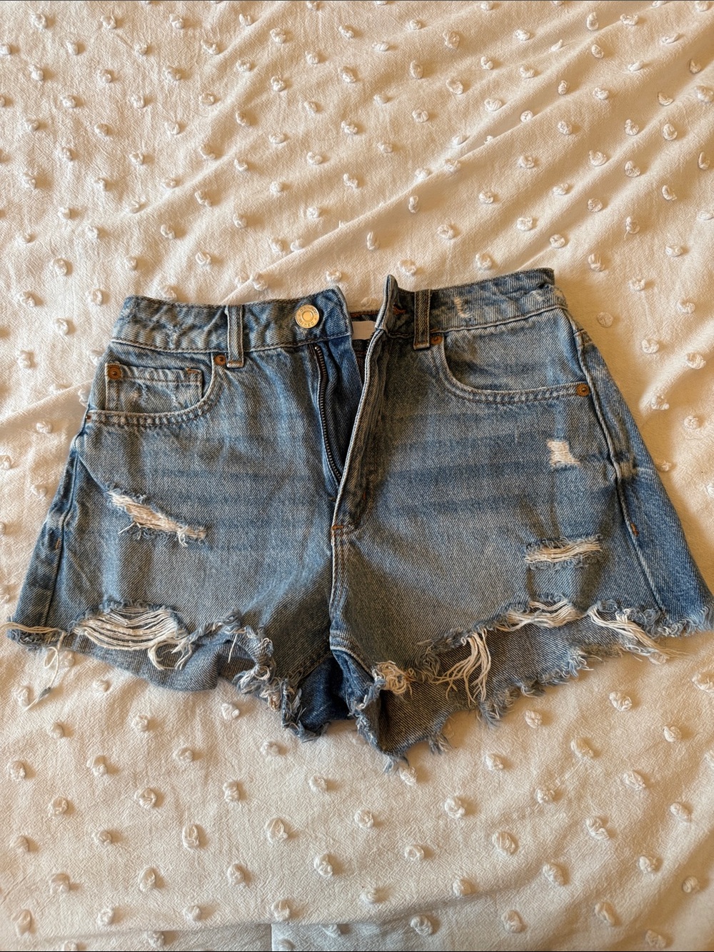 Garage Distressed Denim Jean Shorts - Light Blue